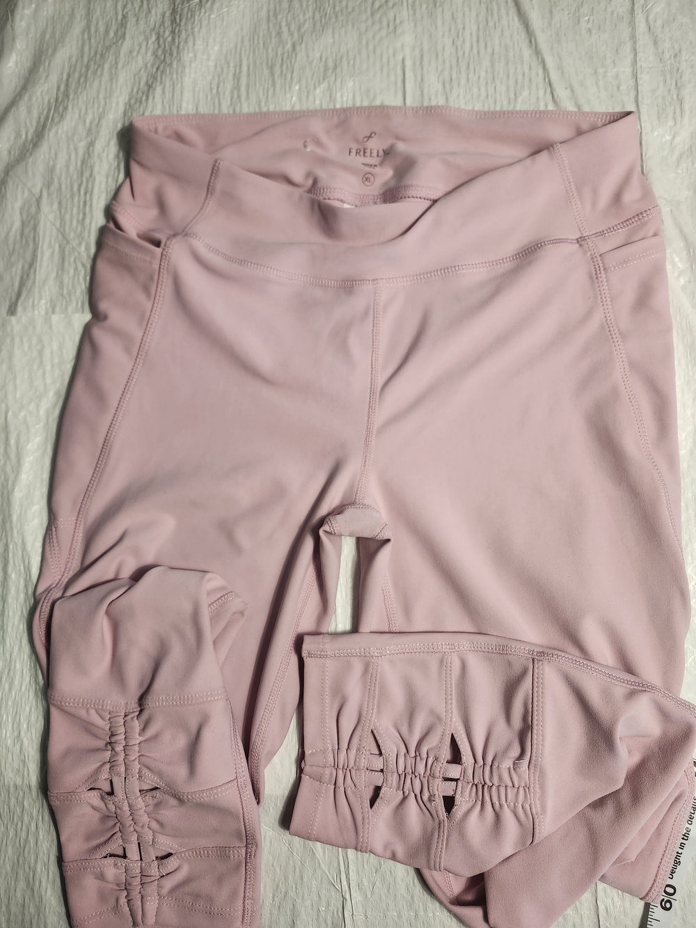 Light Pink Athletic Leggings with Ruched Details
